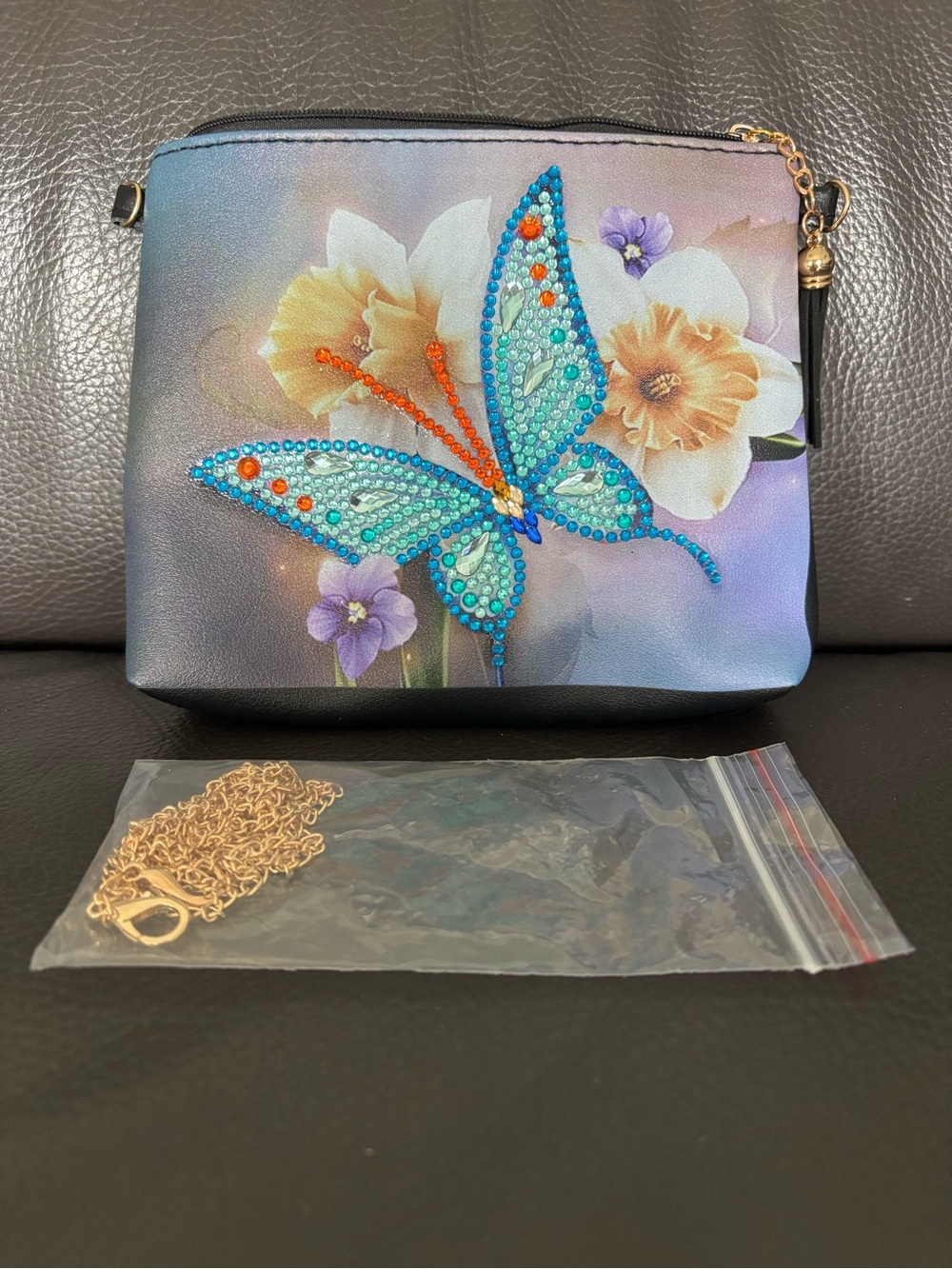 Hand Crafted Butterfly Floral Clutch Crossbody Shoulder Bag